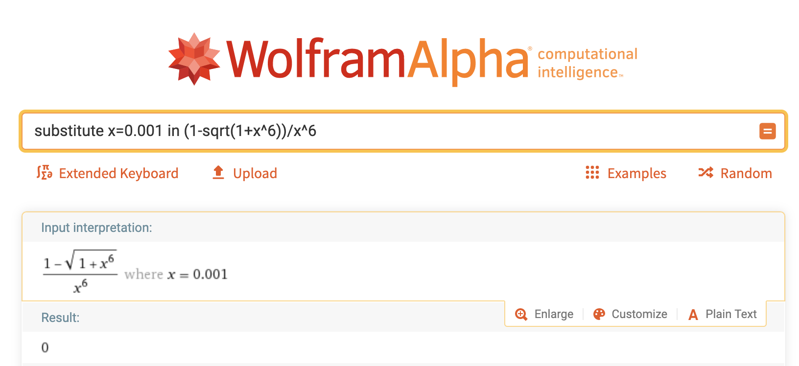 Calculations with WolframAlpha